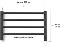 Toalheiro Trmico Mini - Preto - 110W - Tomada lado Direito